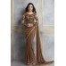 BROWN INDIAN WEDDING PARTY FUNCTION SAREE